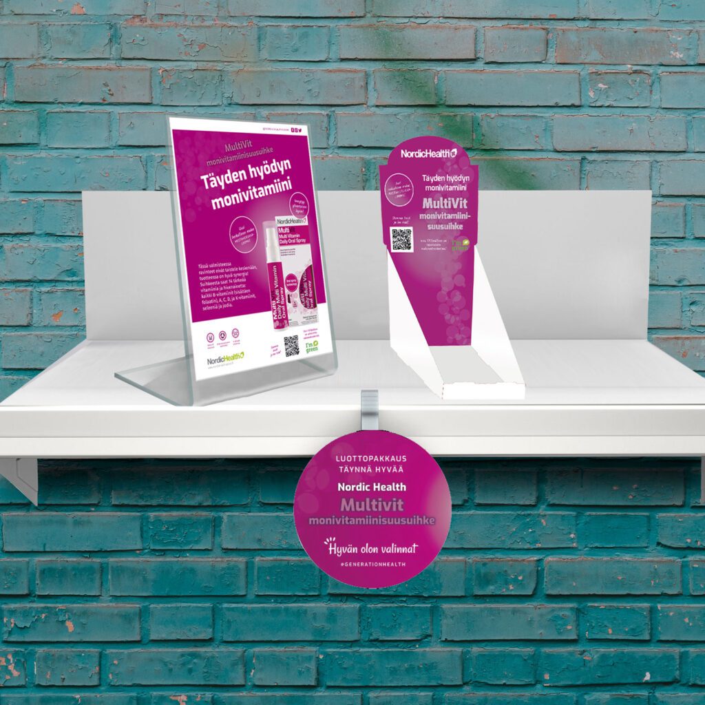 Nordic Health Spraysin myymälämateriaalit