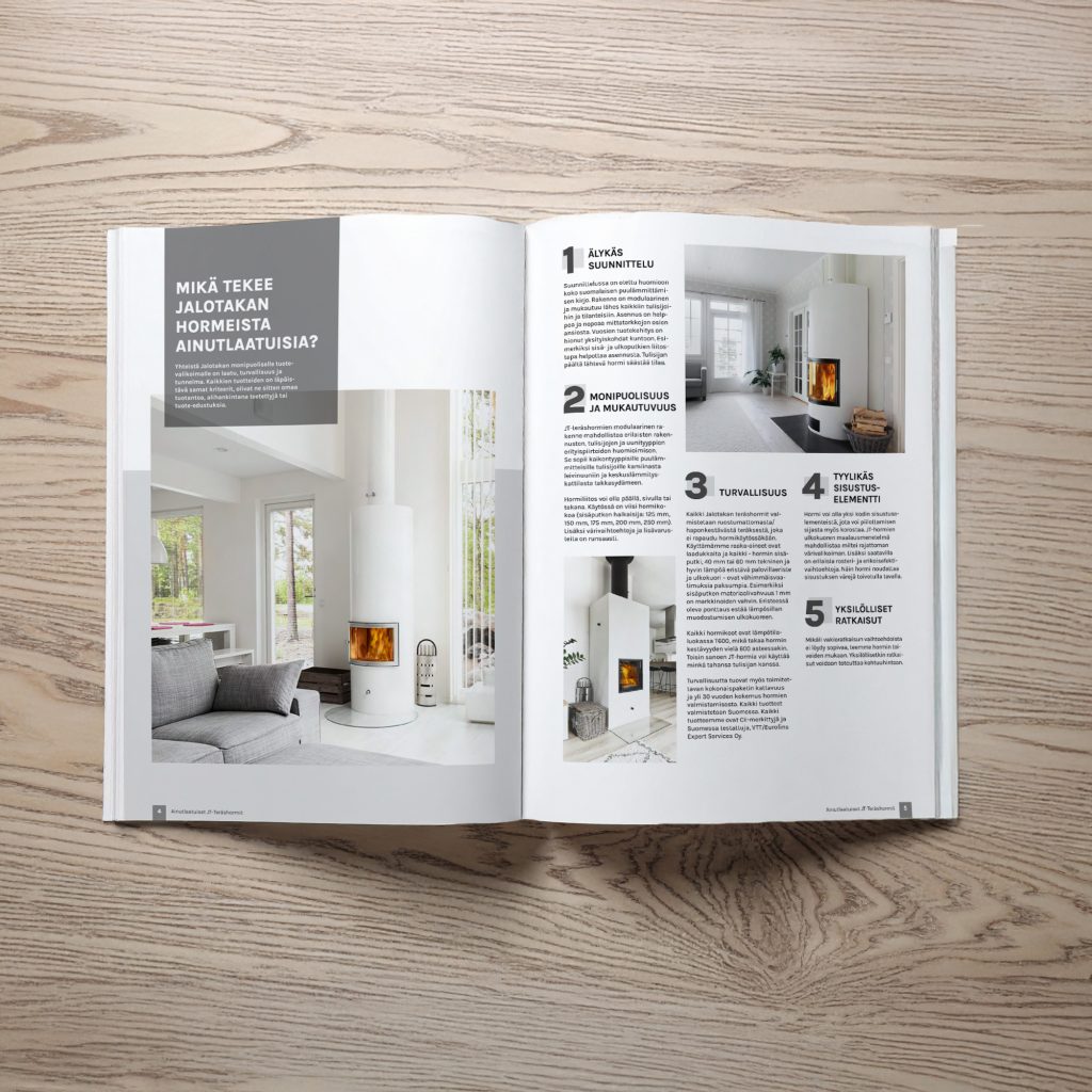 Jalotakan Ainutlaatuiset JT-teräshormit -katalogin kansi.